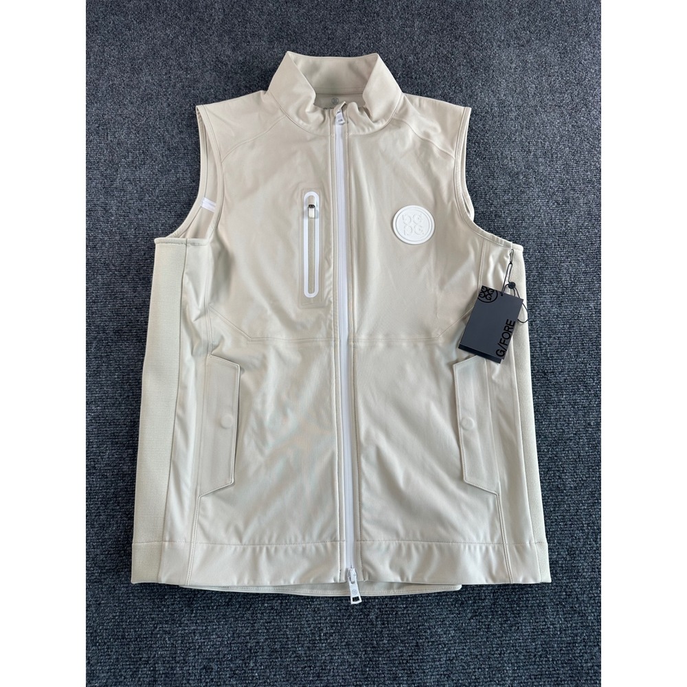 G/FORE Mens Golf Vest Stone Beige Full Zip Performance Size M NEW